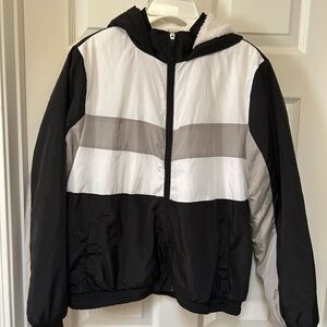 Black and White Fleece-Lined Jacket